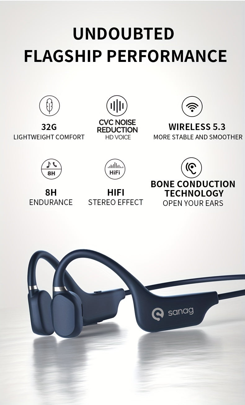 Sanag A5X True Bone Conduction Earphone Open Ear Wireless Sport Headphones Headset 3D Stereo Sound