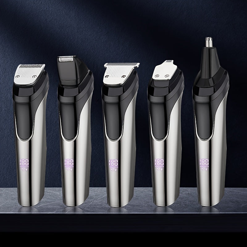 Beard Trimmer For Men, All-in-One Men's Hair Clipper Hair Trimmer, Mustache Body Nose Ear Facial Cutting Shaver, Electric Razor Grooming Kit, USB Rechargeable Cordless & Led Display, Holiday Gift For Him Father's Day Gift