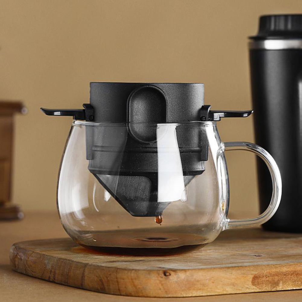 Pour Over Coffee Filter Folding Portable Reusable Stainless Steel Drip Coffee Tea Holder Infuser Coffee Dripper Black