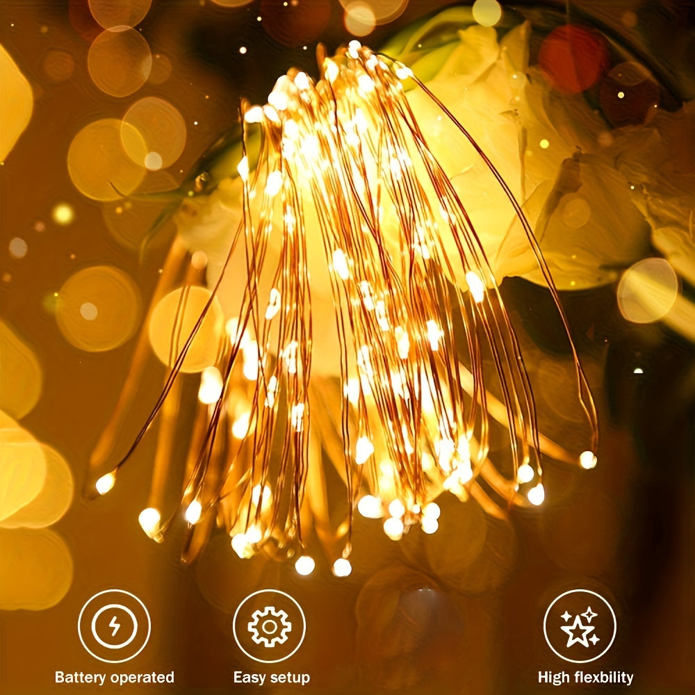 LED Fairy Lights Battery Box Copper Wire String 78.74/196.85/393.7inch Holiday Outdoor Lighting Christmas Tree Wedding Party Decorations