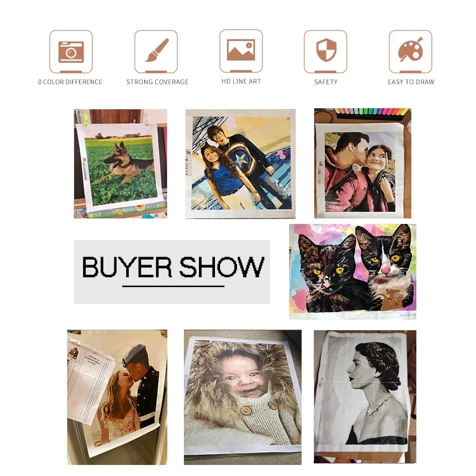  24/36/48 Color Photo Custom Painting By Numbers On Canvas Lover Family Friends Picture Customized Art Photo Valentine's Day