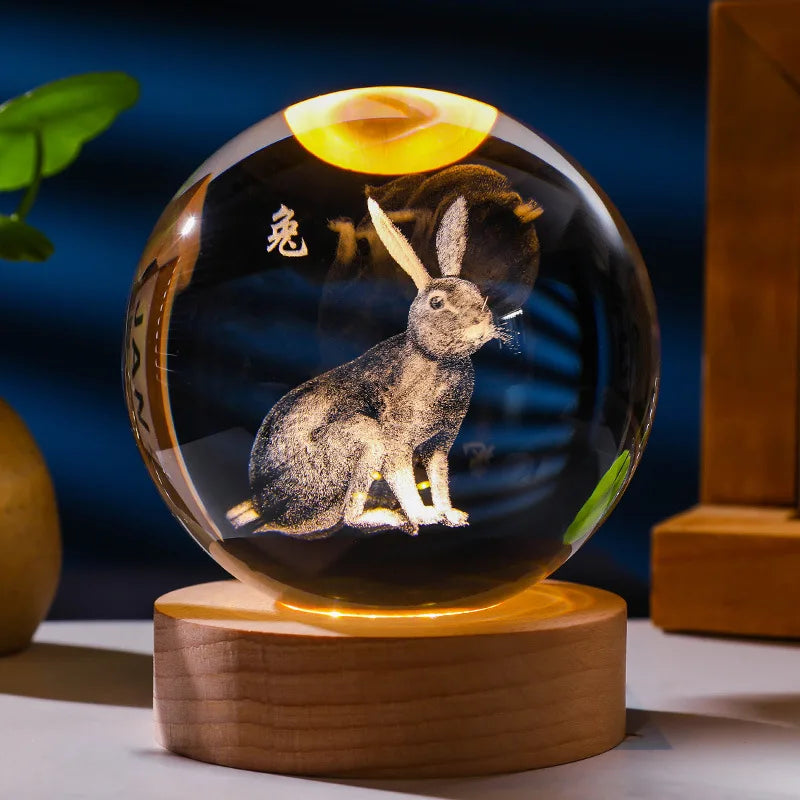 12 Constellations 12 Zodiac Signs 6cm 8cm Solar System Moon Saturn Planet Sphere 3D Laser Engraved Crystal Ball LED Light