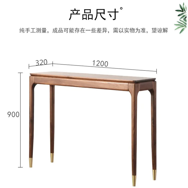 Nordic Black Walnut Solid Wood Console Table Luxury Entrance Drawer Narrow Table Living Room Wooden Cabinet Home Furniture