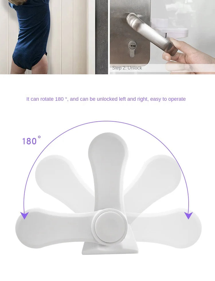 Universal Door Lever Lock Child Baby Safety Lock Rotation Proof Professional Door Adhesive Security Latch Multi-functional (Safety)