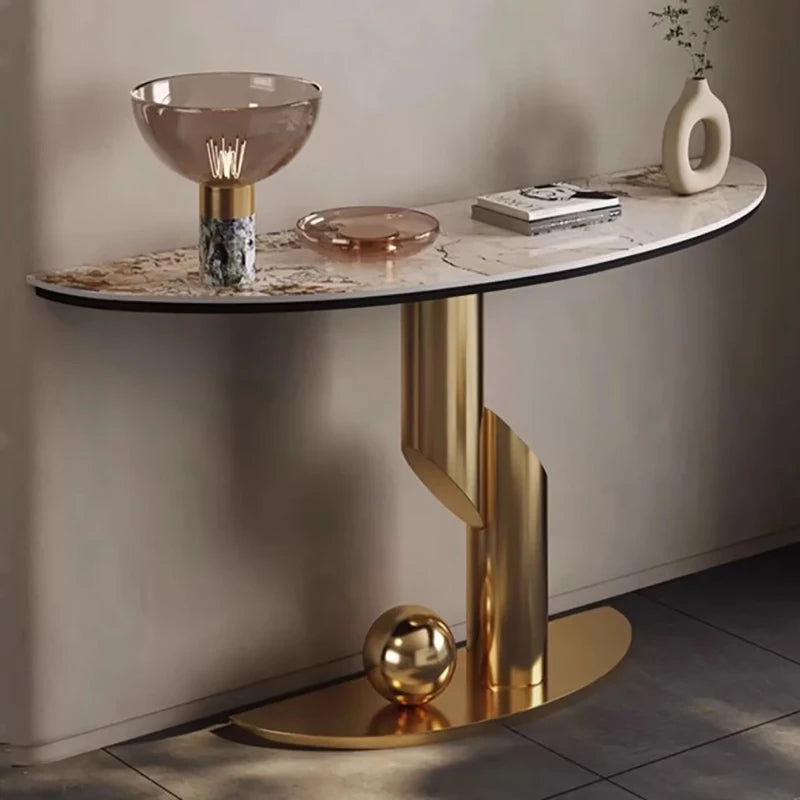 Modern Luxury Corner Table Hallway Metal Salon Unique Console Table Mid Century Entryway Mesa Para Sala Living Room Furniture