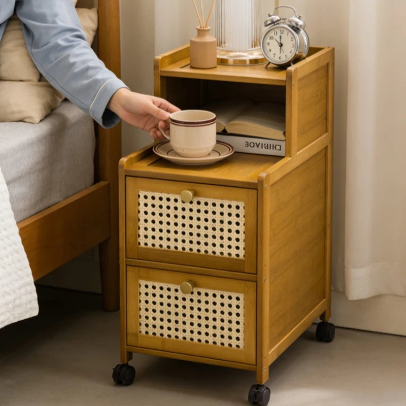 wood bedside table, small mini simple modern rack, ultra-narrow crevice storage cabinet, bedroom very narrow bedside cabinet