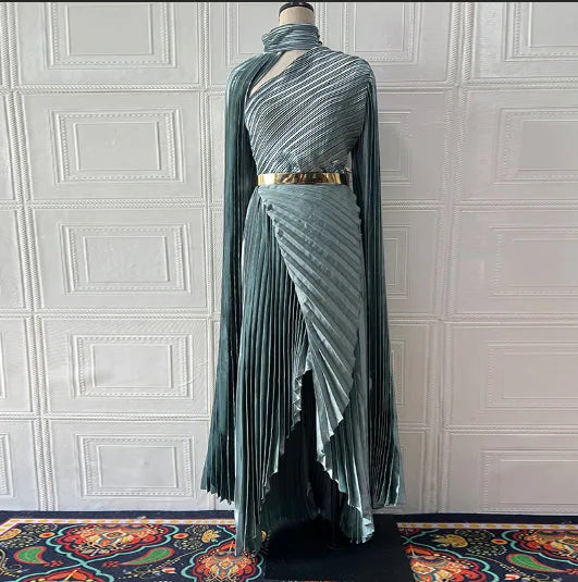 Women's Dresses Temperament Fashion 2025 Autumn New Batwing Sleeve Shawl Split Elegant Party Vestidos Evening Long Dress