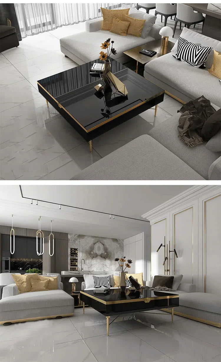Modern Morocco New Classical Postmodern Square Stainless Steel Coffee Table Tea Table for Living Room