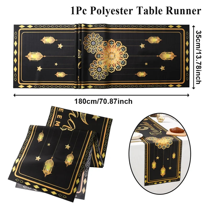 Ramadan Decoration Table Runner EID Mubarak Decor 2025 For Home Tablecloth Ramadan Kareem Islamic Muslim Party Eid Al Adha Gifts
