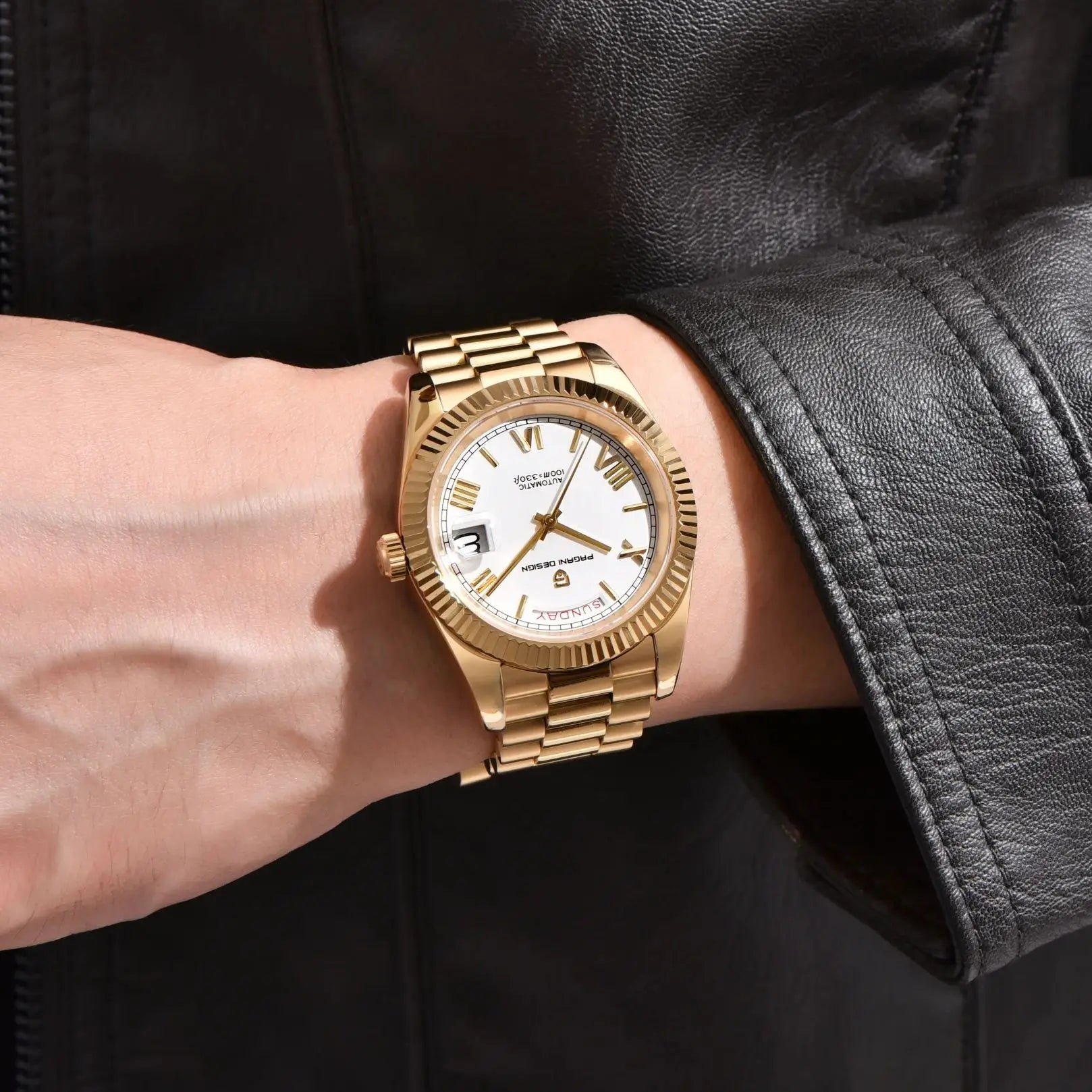 PAGANI DESIGN DD40 Gold White Date Week Luxury Automatic Watches Men TMI NH36A AR Sapphire crystal Mechanical Wristwatch For Men