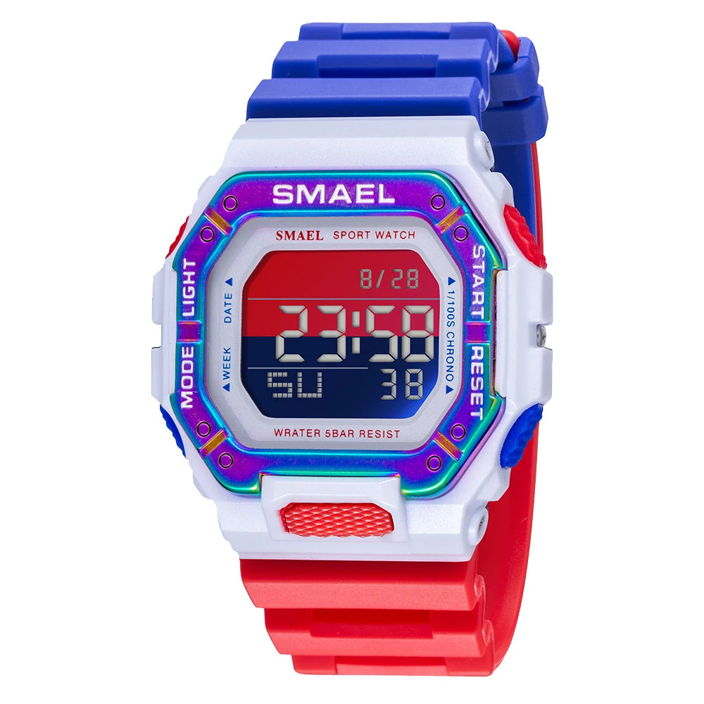 SAMEL Classic Digital Watch Men Fashion Rectangle Waterproof 50M Japan Movement Chronograph Men's Watches Alarm Clock 8059