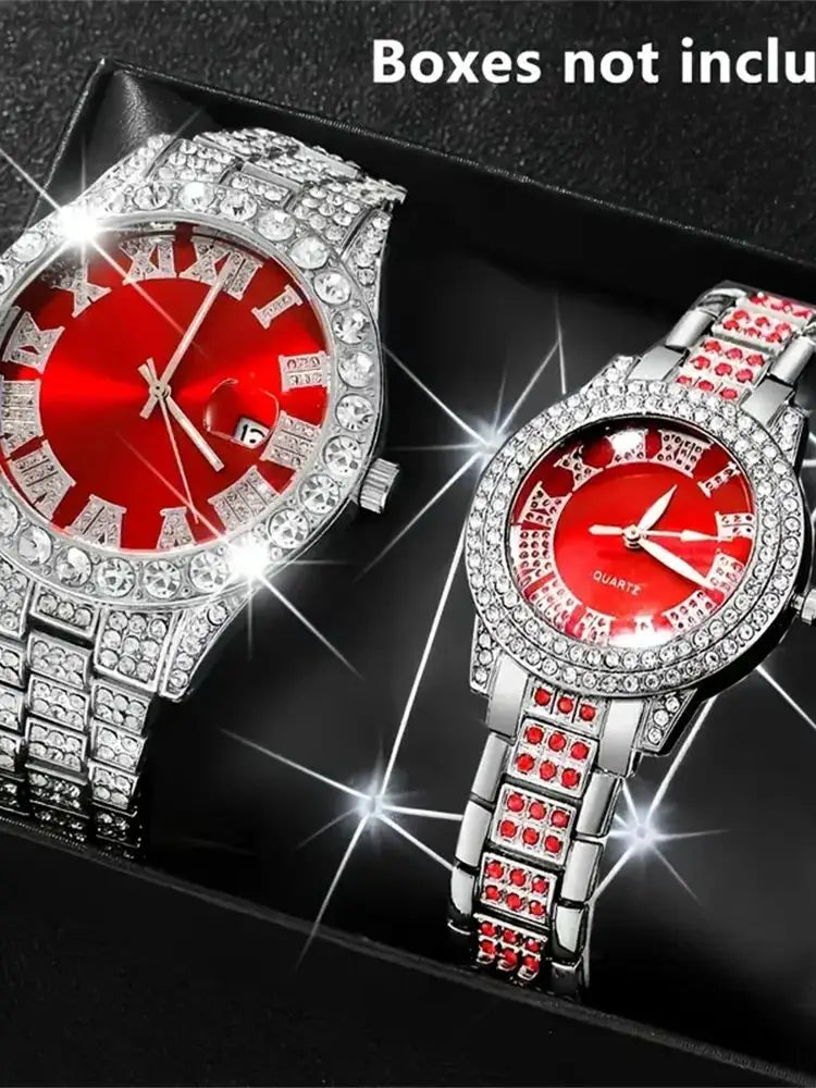 Fashionable couples quartz watch set, zinc alloy case, analog display, perfect gift for Valentine's Day, Easter and Eid