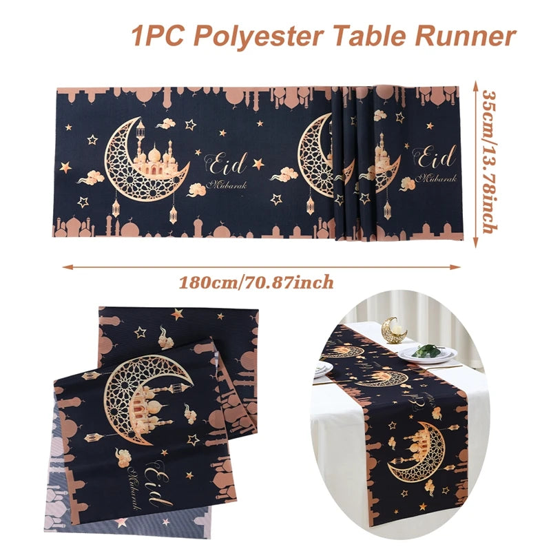 Ramadan Decoration Table Runner EID Mubarak Decor 2025 For Home Tablecloth Ramadan Kareem Islamic Muslim Party Eid Al Adha Gifts