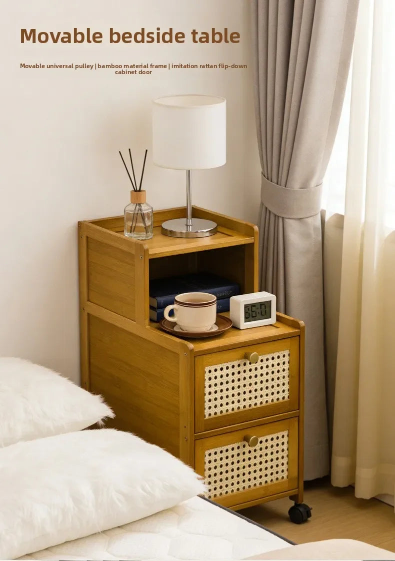 wood bedside table, small mini simple modern rack, ultra-narrow crevice storage cabinet, bedroom very narrow bedside cabinet