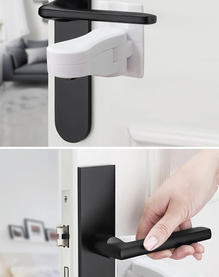 Universal Door Lever Lock Child Baby Safety Lock Rotation Proof Professional Door Adhesive Security Latch Multi-functional (Safety)