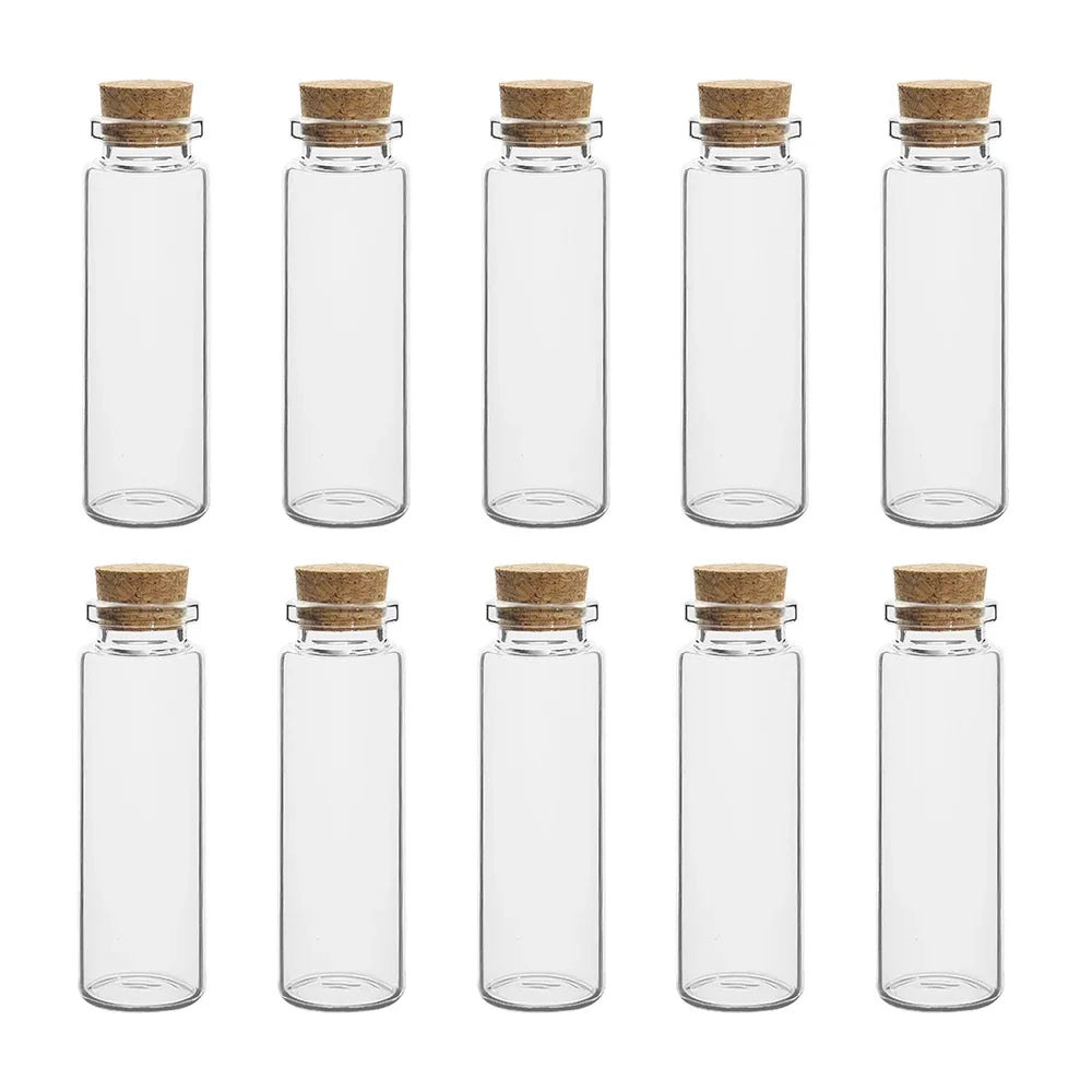 10PCS 5ML-20ML Small Glass Bottles with Cork Stoppers Mini Glass DIY Decoration Vials Cork Message Glass Vial Wishing Bottles