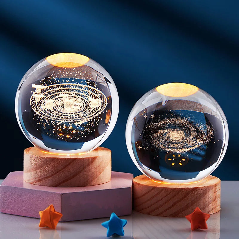 LED Night Light Milky Way Galaxy Solar System Crystal Ball Children Night Lamp Bedroom Ambient Light Creative Gift Night Light