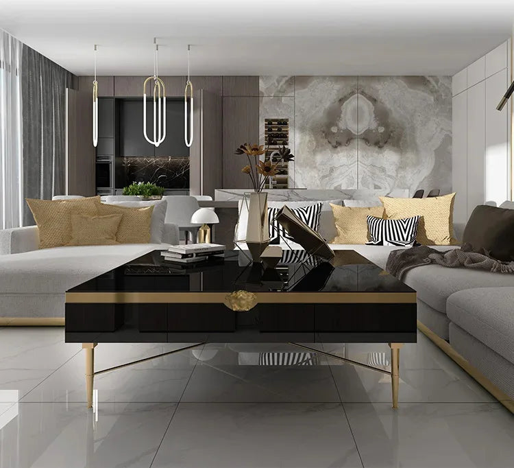 Modern Morocco New Classical Postmodern Square Stainless Steel Coffee Table Tea Table for Living Room