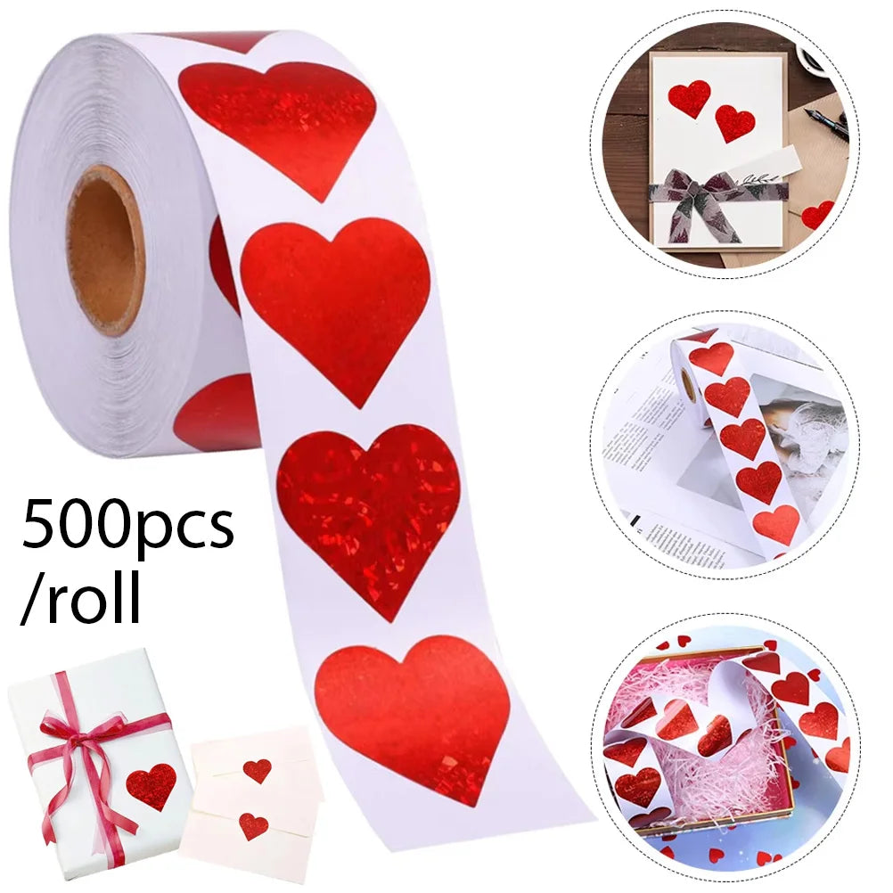 Red Heart Shape Sticker Valentine's Day Paper Packaging Labels Candy Bag Gift Box Packing Bag Birthday Party Wedding Supplies