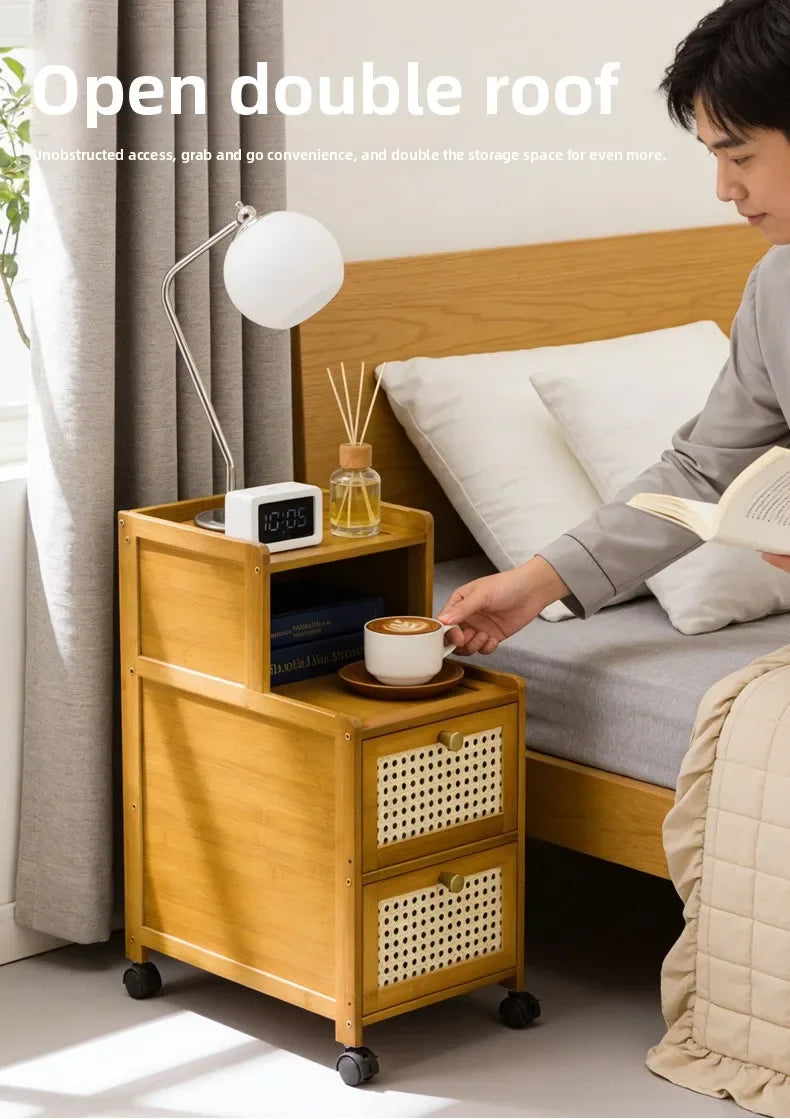 wood bedside table, small mini simple modern rack, ultra-narrow crevice storage cabinet, bedroom very narrow bedside cabinet