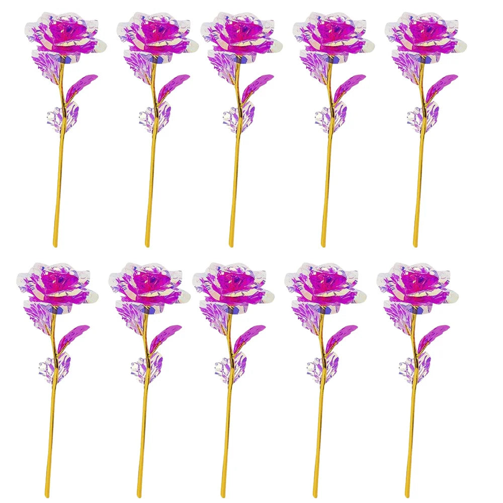Valentine's Day Creative Gift 24K Foil Plated Rose Gold Rose Lasts Forever Love Wedding Decor Lover Roses Creative Gift 10PCS