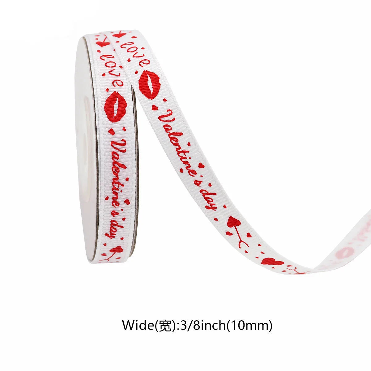 5Yards Red Love Printed Ribbon Wedding Tanabata Gift Wrap Rope Valentine's Day Red Jacquard Ribbon DIY Handmade Ribbon