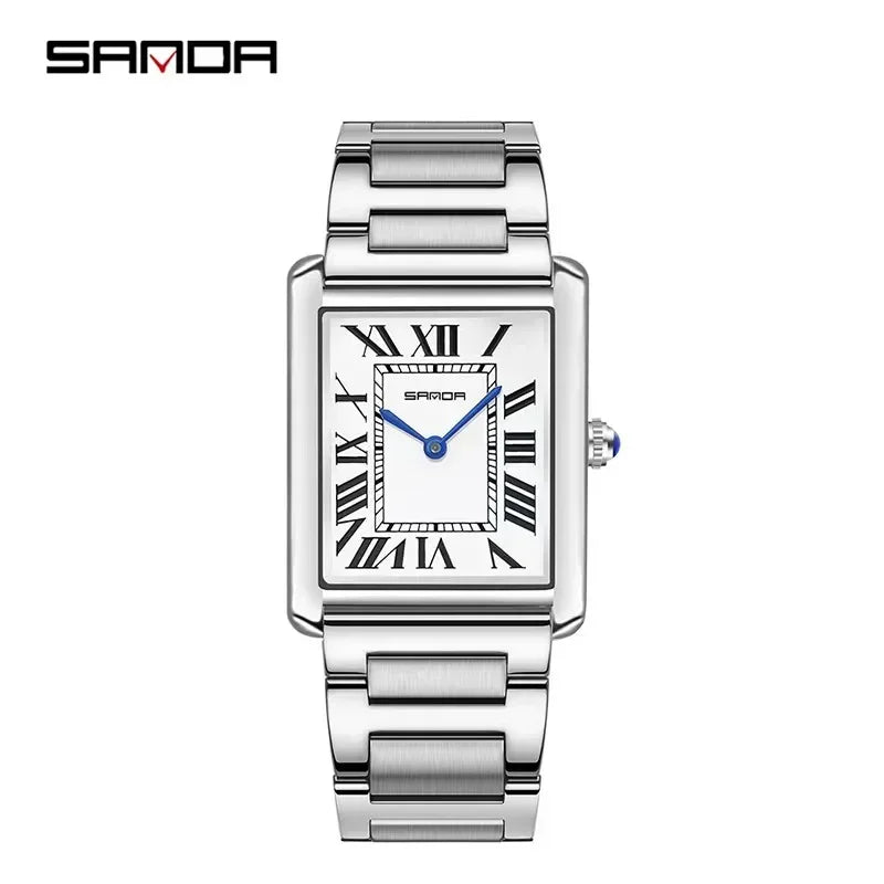 SANDA 9031/1108 Luxury Couple Quartz Watches for Men & Women, Waterproof Sport Casual Watch, Scratch Resistant Leather Strap