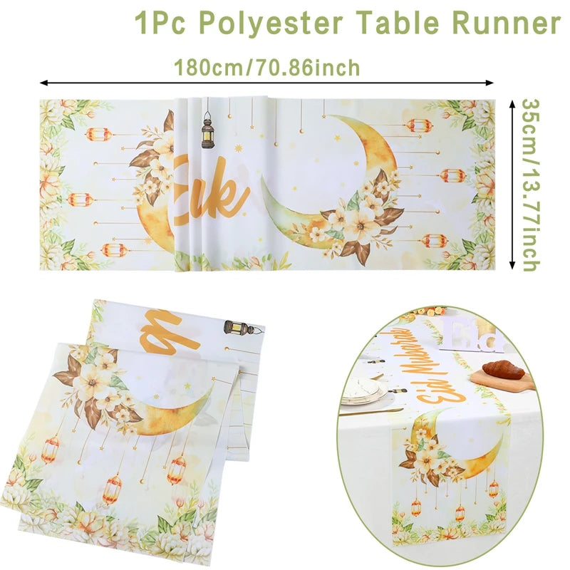 Ramadan Decoration Table Runner EID Mubarak Decor 2025 For Home Tablecloth Ramadan Kareem Islamic Muslim Party Eid Al Adha Gifts