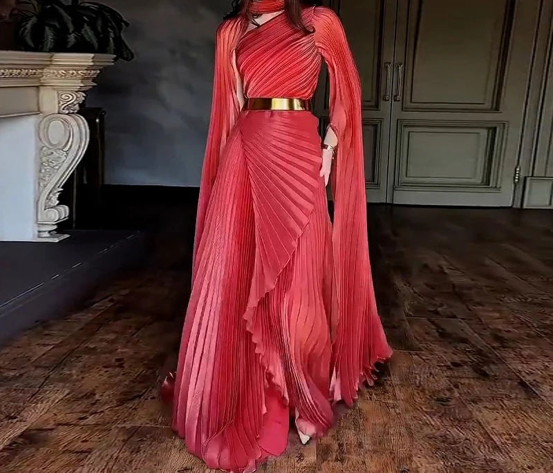 Women's Dresses Temperament Fashion 2025 Autumn New Batwing Sleeve Shawl Split Elegant Party Vestidos Evening Long Dress