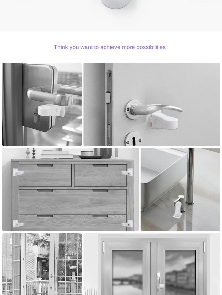 Universal Door Lever Lock Child Baby Safety Lock Rotation Proof Professional Door Adhesive Security Latch Multi-functional (Safety)