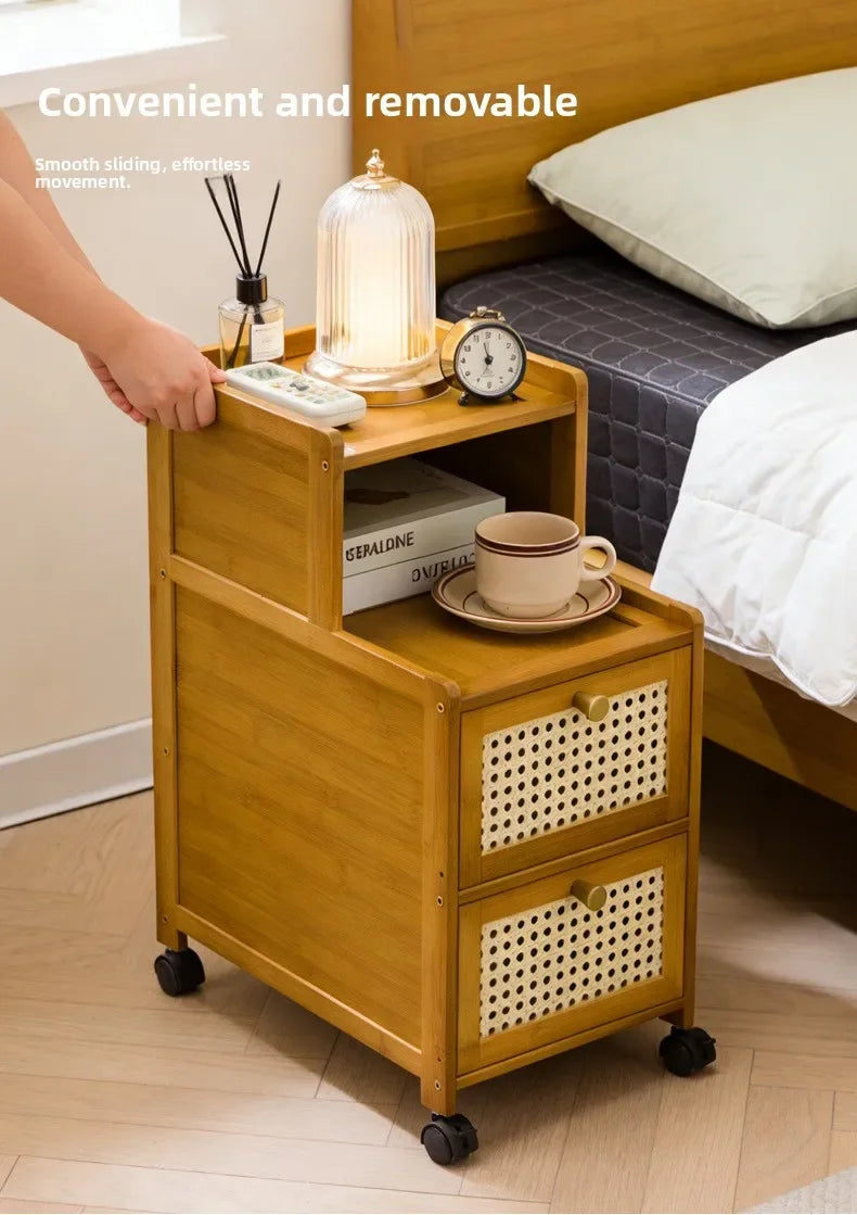 wood bedside table, small mini simple modern rack, ultra-narrow crevice storage cabinet, bedroom very narrow bedside cabinet