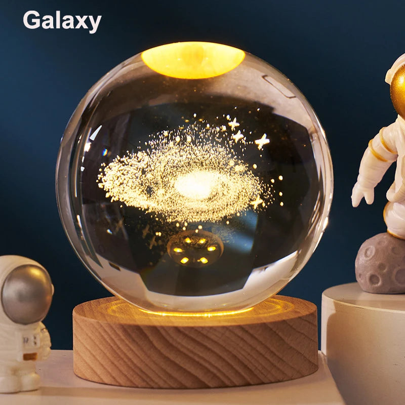 LED Night Light Milky Way Galaxy Solar System Crystal Ball Children Night Lamp Bedroom Ambient Light Creative Gift Night Light
