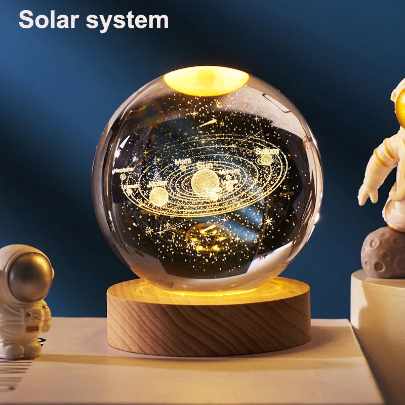LED Night Light Milky Way Galaxy Solar System Crystal Ball Children Night Lamp Bedroom Ambient Light Creative Gift Night Light