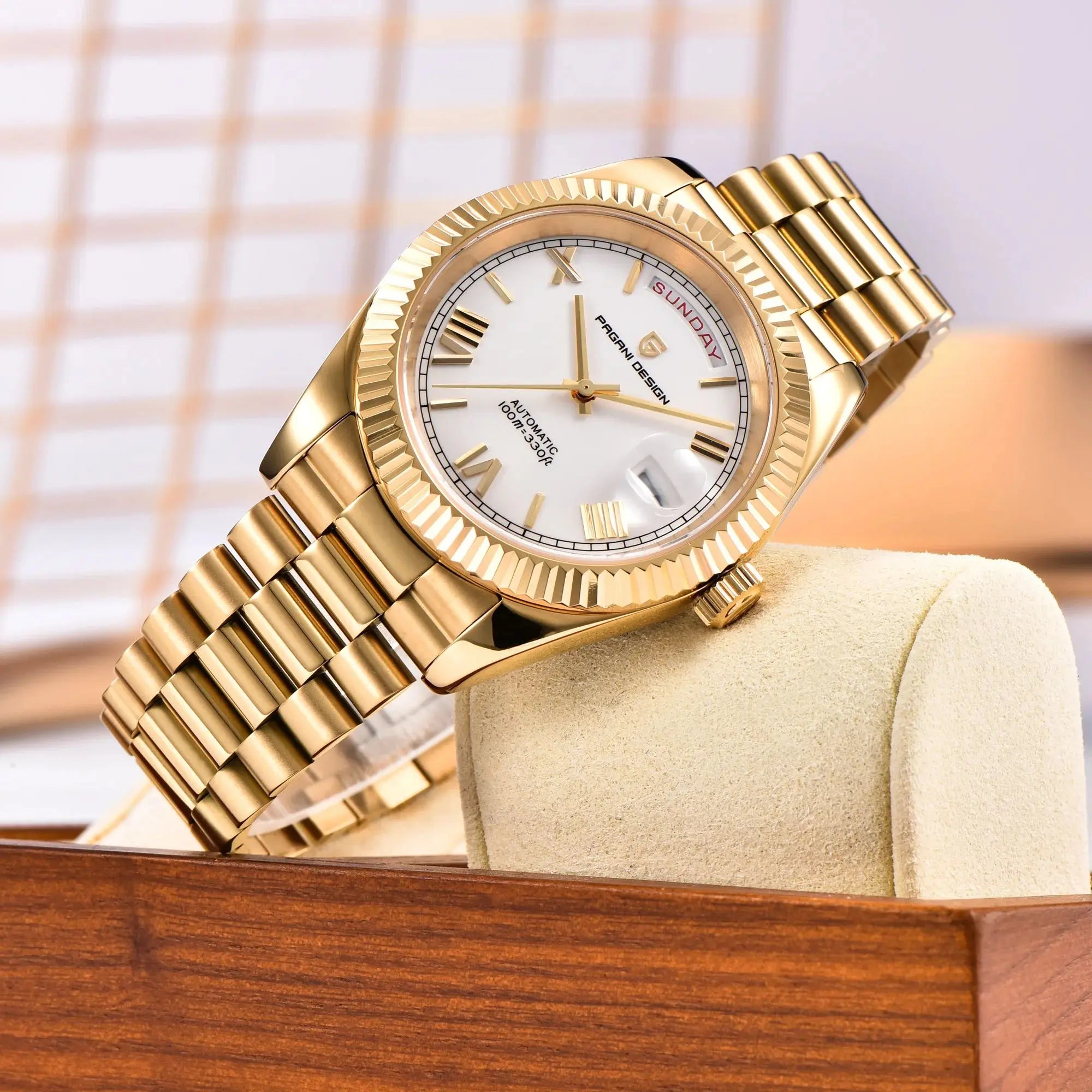 PAGANI DESIGN DD40 Gold White Date Week Luxury Automatic Watches Men TMI NH36A AR Sapphire crystal Mechanical Wristwatch For Men