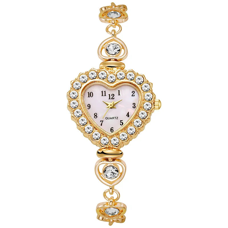 Women's Watches Fashion Heart-shaped Dial Bracelet Ladies Quartz Wrist Watch Clock