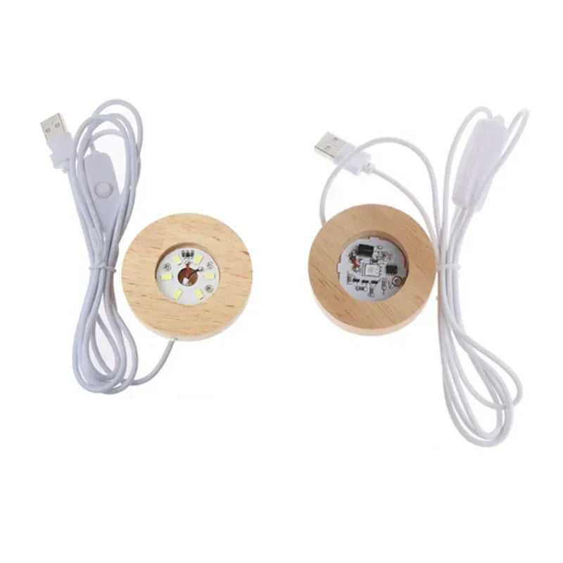 Wood Desktop Decorative Lights Base Night Light Wooden LED USB RGB Display Lamp Display Stand Lamps Holder Art Ornament