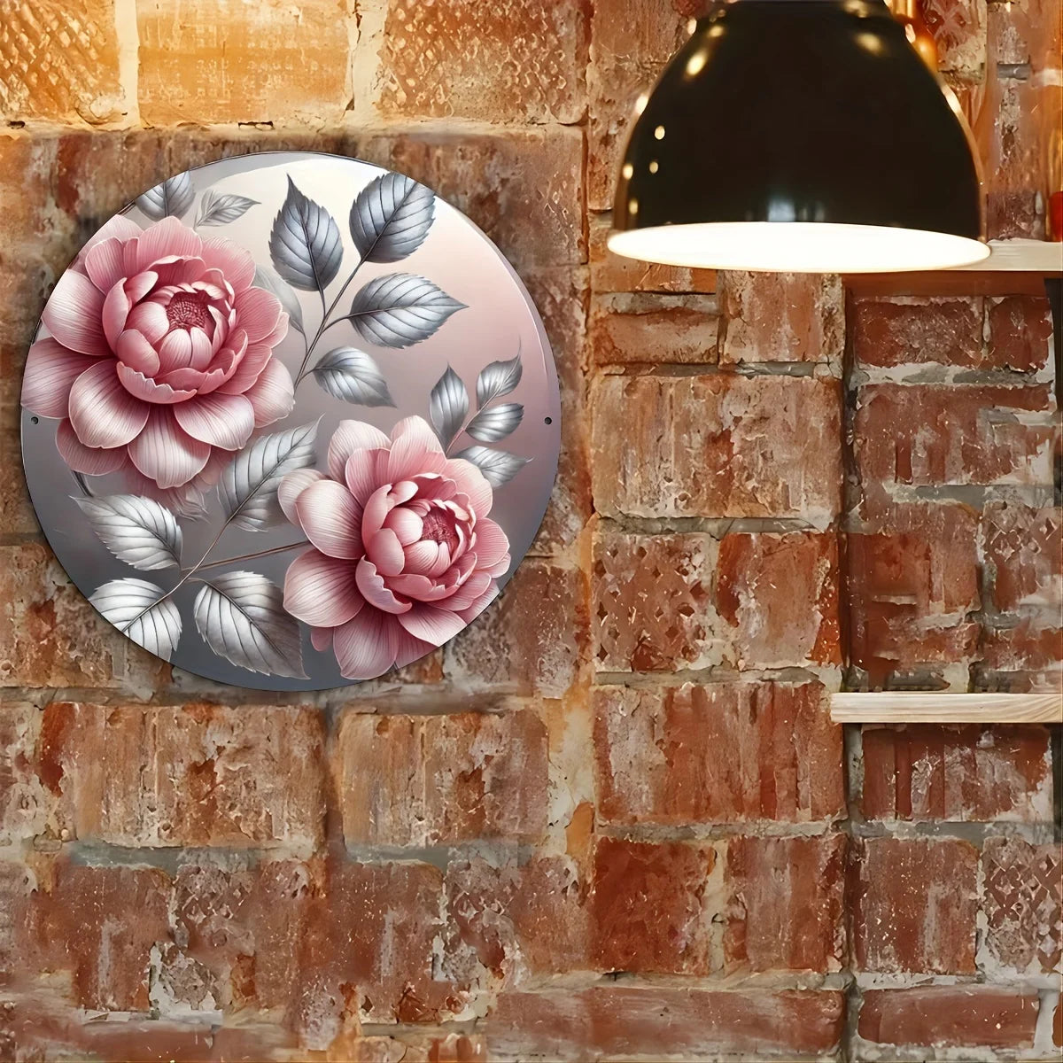Valentine's Day Pink Floral Aluminum Sign - Charming Wall Decor for Home & Restaurants, Perfect for any Space