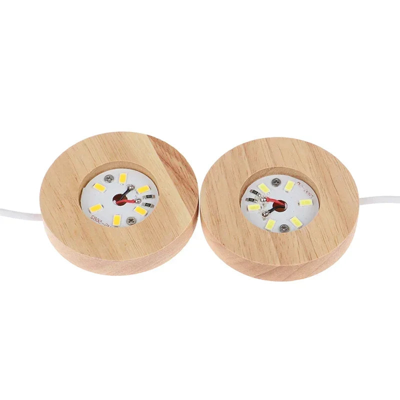 Wood Desktop Decorative Lights Base Night Light Wooden LED USB RGB Display Lamp Display Stand Lamps Holder Art Ornament