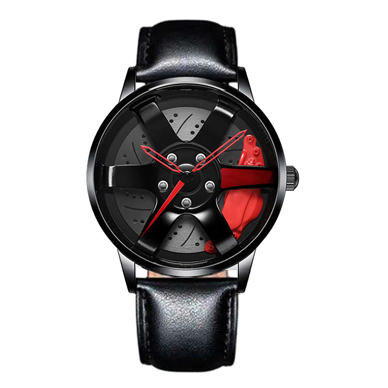 Cool And Cool Fashion Clock Leather Men's Quartz Wristwatch Dial Sport Car Rim Wheel Hub Business Luxury Sports Wrist Watches