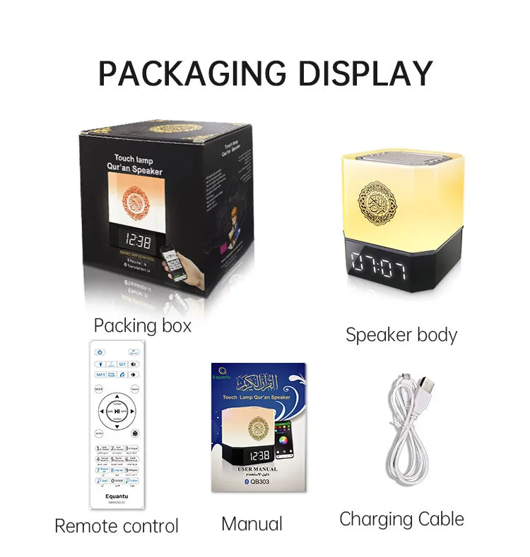 Ramadan Player Quran Mp3 Digital Touch Lamp LED Clock Quran Speaker For Muslim Gift with App Control Dropshipping