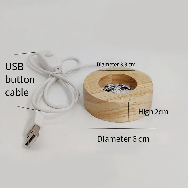 Wood Desktop Decorative Lights Base Night Light Wooden LED USB RGB Display Lamp Display Stand Lamps Holder Art Ornament