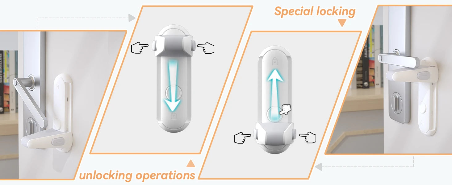 Baby Proofing Door Handle Lock, Childproof Door Knob Lock, Easy to Install & Use Door Lever Lock for Home Safety