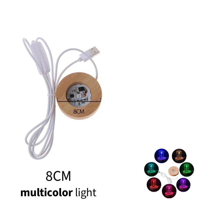 Wood Desktop Decorative Lights Base Night Light Wooden LED USB RGB Display Lamp Display Stand Lamps Holder Art Ornament