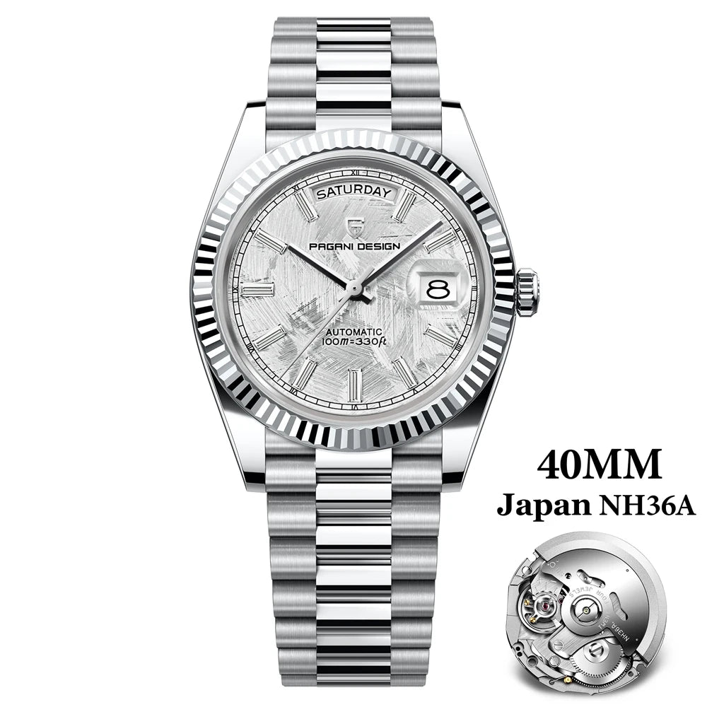 PAGANI DESIGN DD40 Gold White Date Week Luxury Automatic Watches Men TMI NH36A AR Sapphire crystal Mechanical Wristwatch For Men