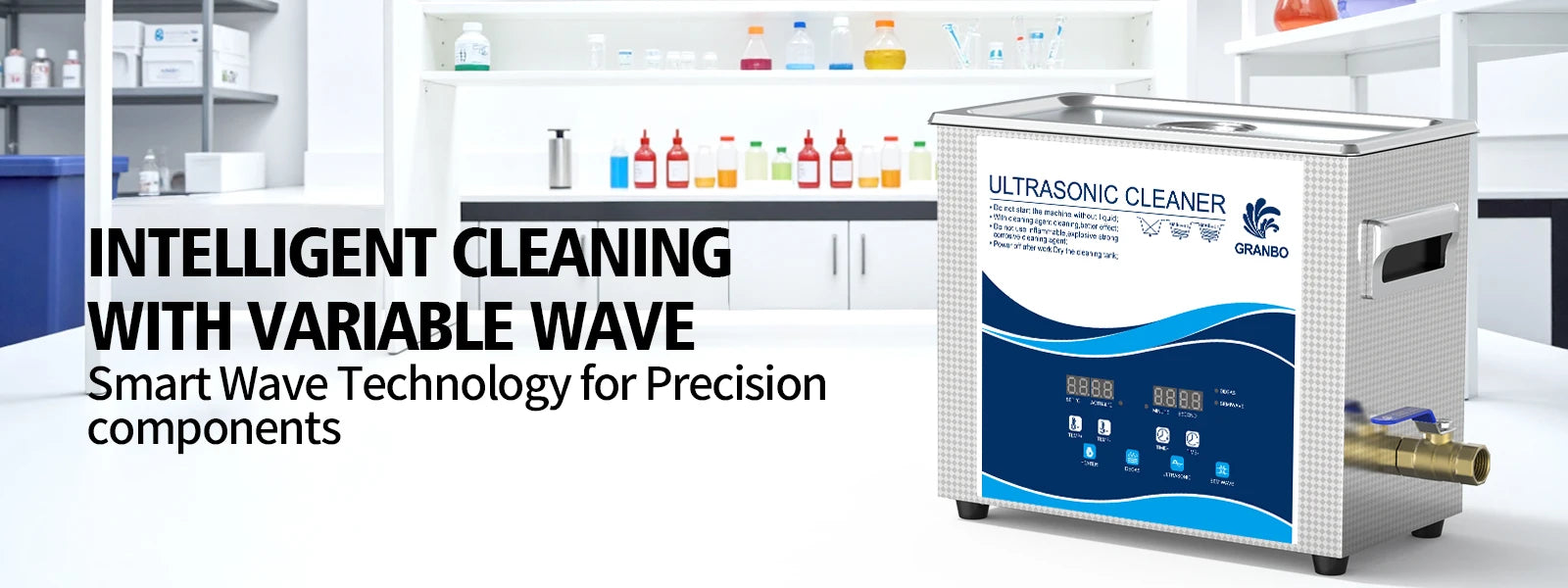 Granbosonic 30L Ultrasonic Cleaner 600W-900W 40KHz Cleanig Machine Digital Heater Degas Semiwave for Car Engine Soft Steak Lab