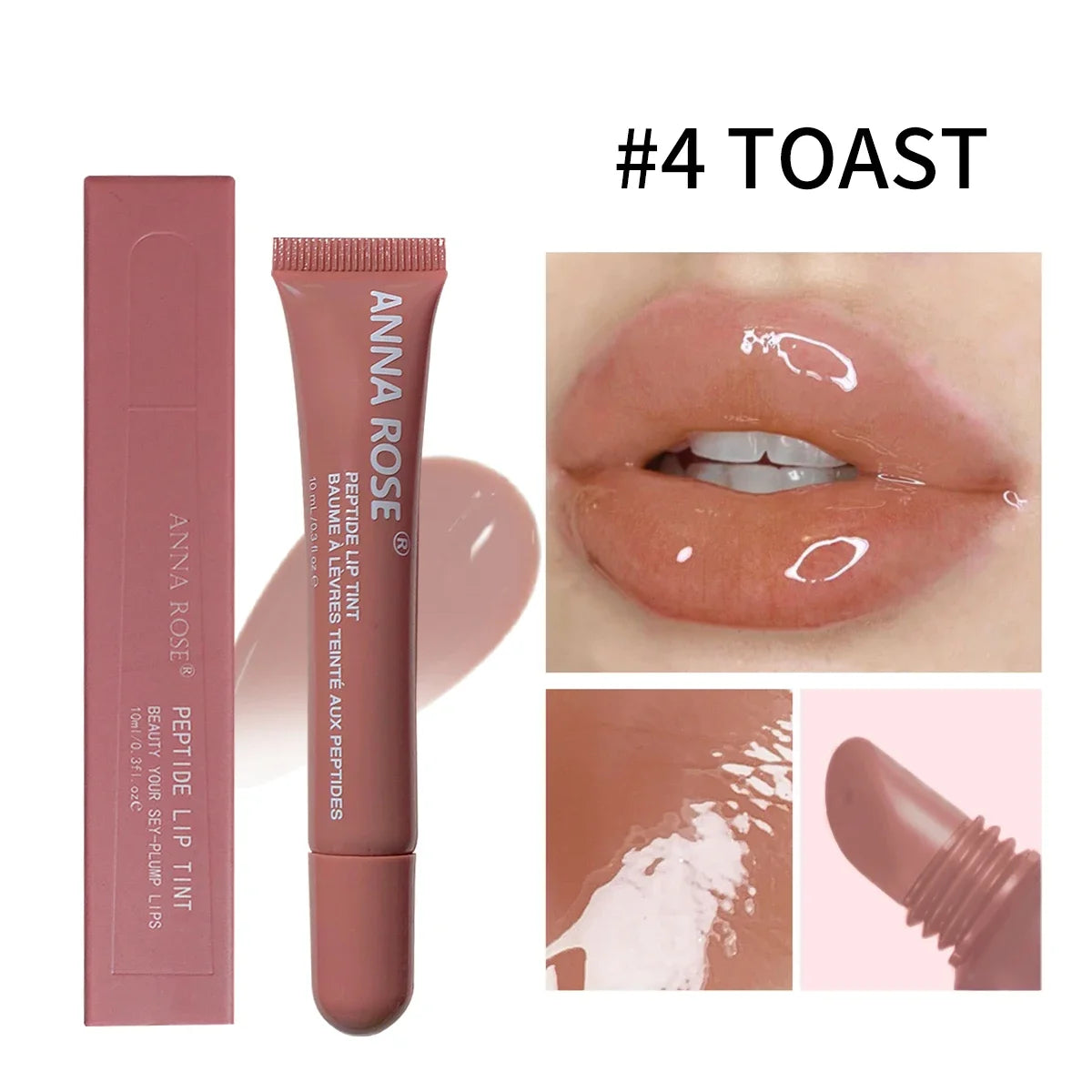 4 color Lip Balm Set - Long-lasting Moisturizing Liquid Gel, Coffee Raspberry Lip Care Essence, Valentine's Day gift