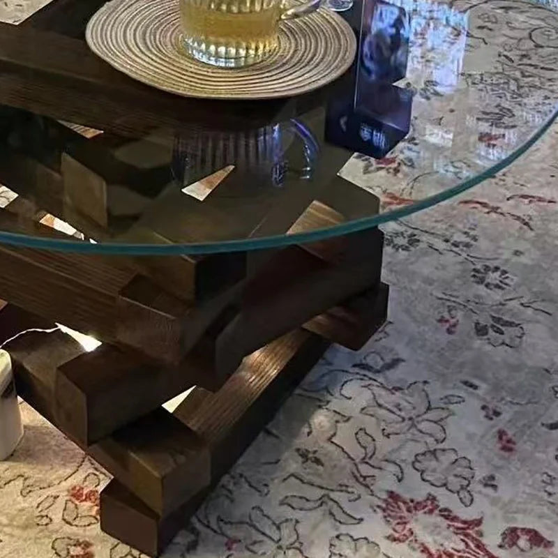 Modern Minimalist Coffee Table Round Glass Glam Neutral Coffee Table Eclectic Rustic Table Basse Ronde De Salon Furniture Home