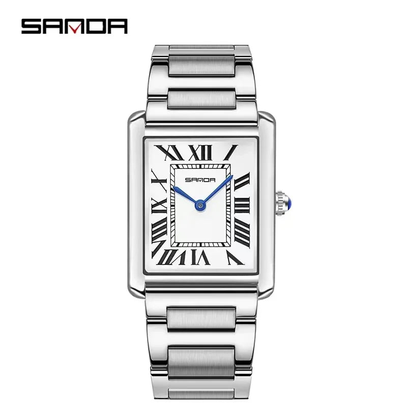 SANDA 9031/1108 Luxury Couple Quartz Watches for Men & Women, Waterproof Sport Casual Watch, Scratch Resistant Leather Strap