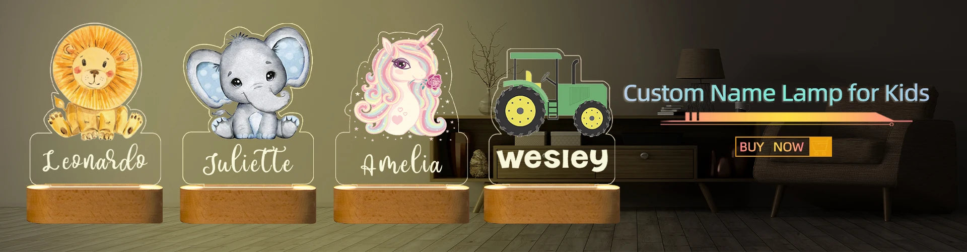 Baby Kids USB Night Light Personalized Children Name Lamp Custom Nursery Newborn Bedroom Home Decoration Birthday Souvenir Gift