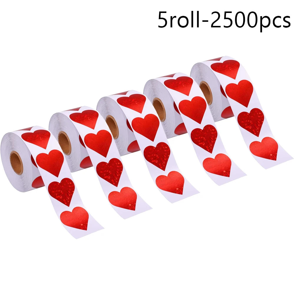 Red Heart Shape Sticker Valentine's Day Paper Packaging Labels Candy Bag Gift Box Packing Bag Birthday Party Wedding Supplies